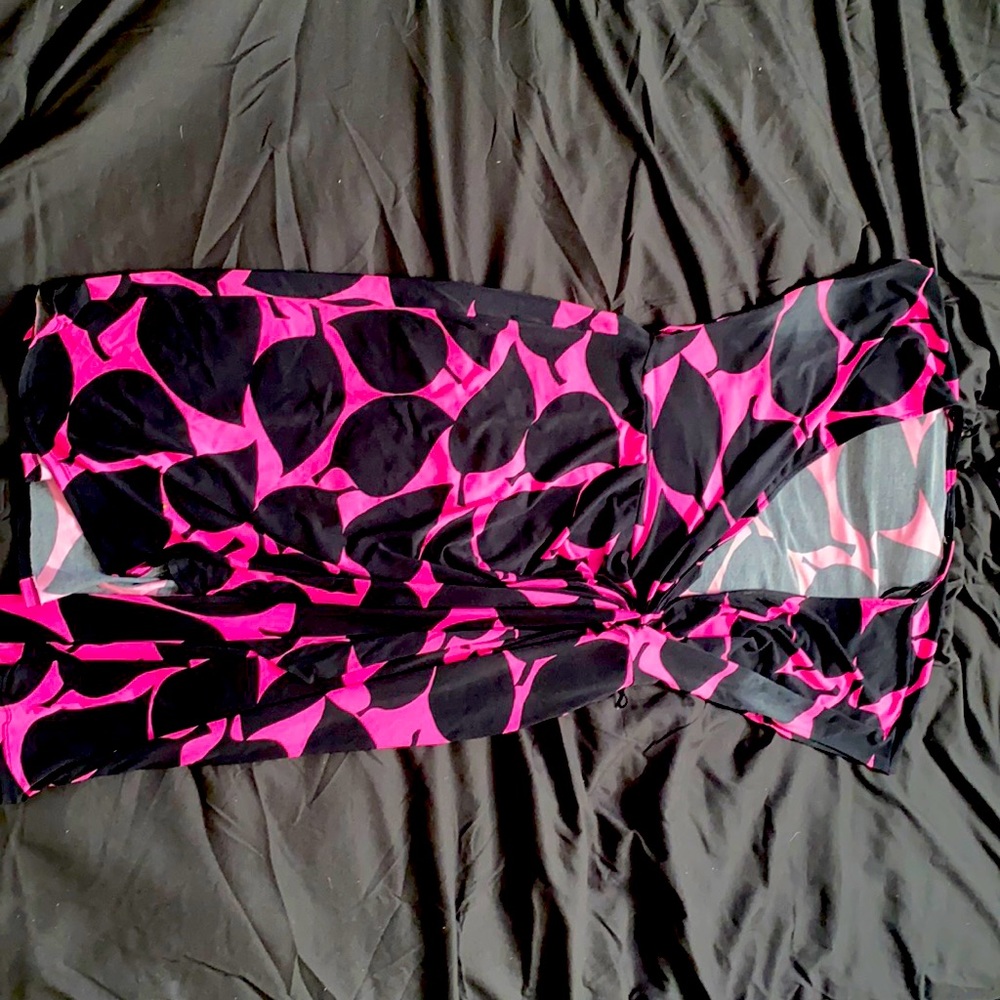 Black/pink wrap around cocktail dress